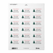 Roter Text Moderne frohe Weihnachten Adressaufkleber (Vorne)