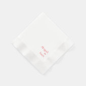 Roter Text Personalisiert, weiß geprägte Hochzeit Serviette (Ecke)