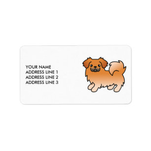 Roter Tibet-Spaniel Süßer Cartoon-Hund & Text Adressaufkleber