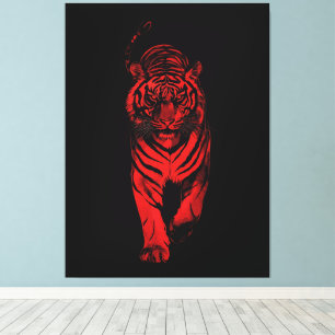 Roter Tiger Illustration – Kühne grafische Tierkun Leinwanddruck