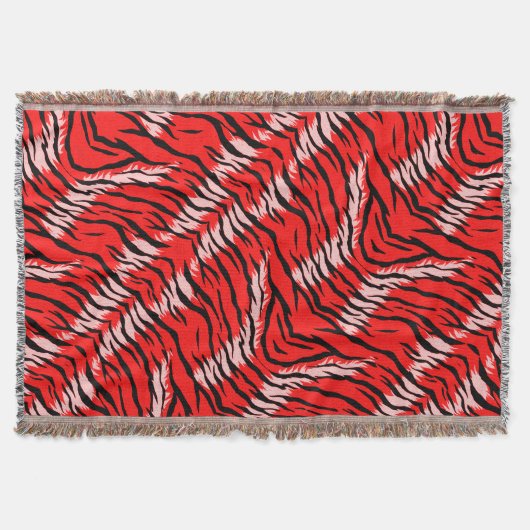 Roter Tiger-Tierhaut-Muster-Design Decke (Vorderseite)