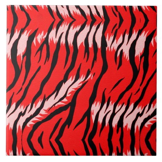 Roter Tiger-Tierhaut-Muster-Design Fliese (Vorderseite)