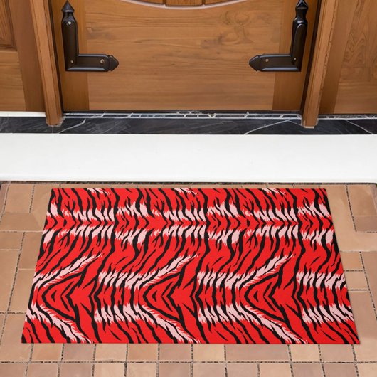 Roter Tiger-Tierhaut-Muster-Design Fußmatte