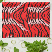 Roter Tiger-Tierhaut-Muster-Design Geschirrtuch (Gefaltet)