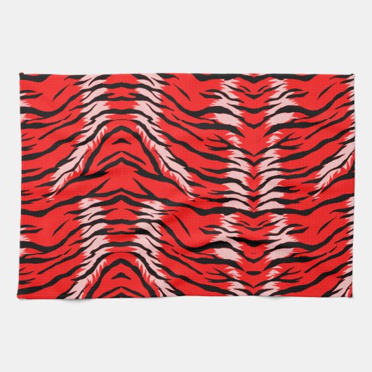 Roter Tiger-Tierhaut-Muster-Design Geschirrtuch (Horizontal)