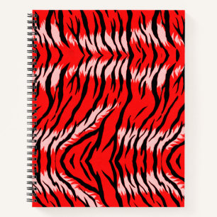 Roter Tiger-Tierhaut-Muster-Design Notizblock