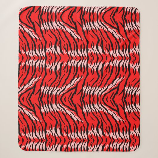 Roter Tiger-Tierhaut-Muster-Design Sherpadecke (Vorderseite)