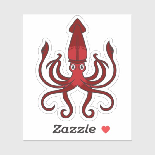 Roter Tintenfisch Aufkleber (Blatt)