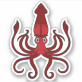 Roter Tintenfisch Aufkleber (Vorderseite)
