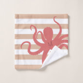 Roter Tintenfisch, moderner weißer Sand Badhandtuch Set (Waschlappen)