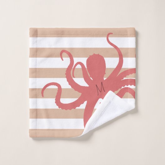 Roter Tintenfisch, moderner weißer Sand Badhandtuch Set (Waschlappen)