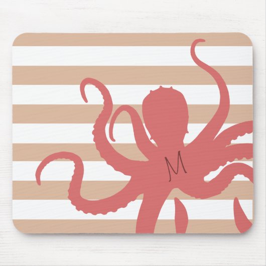 Roter Tintenfisch, moderner weißer Sand Mousepad (Vorne)