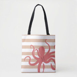 Roter Tintenfisch, moderner weißer Sand Tasche