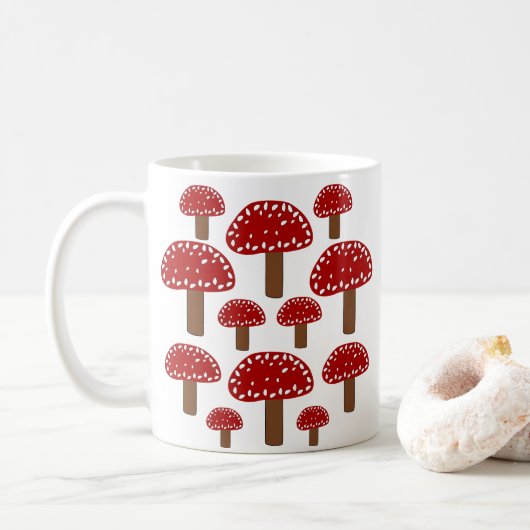 Roter Toadstocker Wald Pilz Kaffeetasse (Mit Donut)