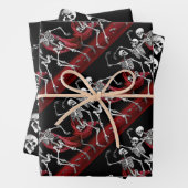 Roter Tod tanzende Skelette Gothic Wedding Geschenkpapier Set (Beispiel)