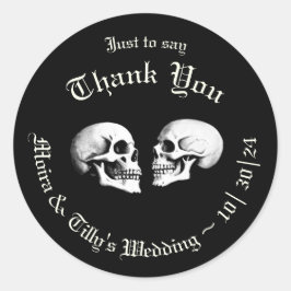 Roter Tod tanzende Skelette Gothic Wedding Runder Aufkleber