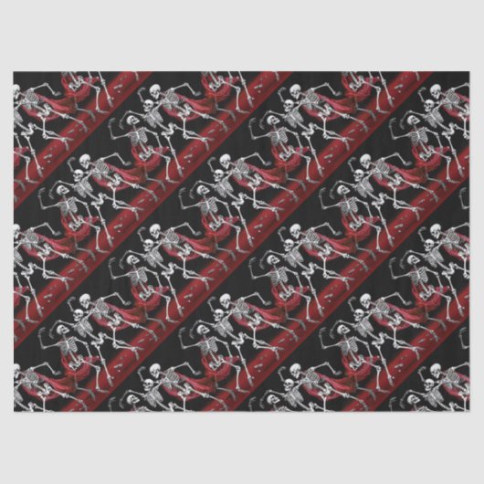 Roter Tod tanzende Skelette Gothic Wedding Seidenpapier (Vorderseite)
