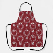 Roter Toile De Jouy Weihnachtskranz und -schmuck Schürze (Vorderseite)