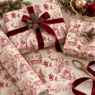 Roter Toile Weihnachtsmann Vintage-Geschenkverpack Geschenkpapier
