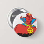 Roter Tornado hinter Stadtlandschaft Button (Vorne & Hinten)