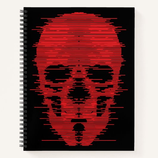 Roter Totenkopf-Glitch-Art Notizblock (Vorderseite)