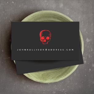 Roter Totenkopf-Schwarzes Tätowierstudio Visitenkarte