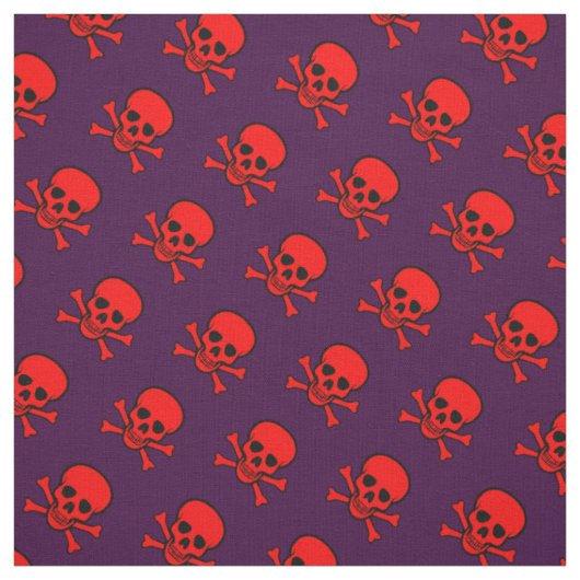 Roter Totenkopf- und Knochenmuster Stoff (Muster)