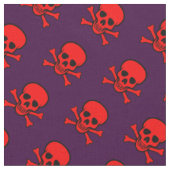Roter Totenkopf- und Knochenmuster Stoff (Nahaufnahme)