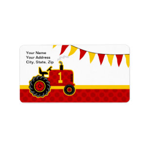 Roter Traktor-1. Geburtstag Adressaufkleber