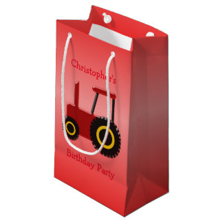 Roter Traktor addieren gerade roten Kleine Geschenktüte