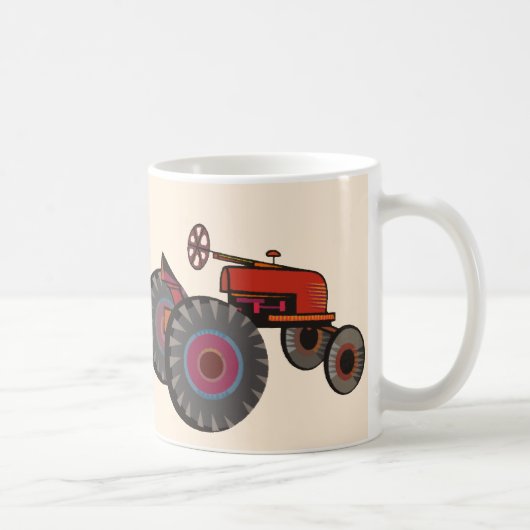Roter Traktor auf einer Tasse (Rechts)