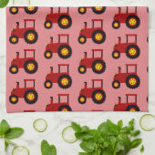 Roter Traktor Design Jeder Farbige Hintergrund Geschirrtuch (Gefaltet)