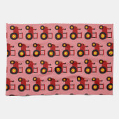 Roter Traktor Design Jeder Farbige Hintergrund Geschirrtuch (Horizontal)