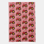 Roter Traktor Design Jeder Farbige Hintergrund Geschirrtuch (Vertikal)