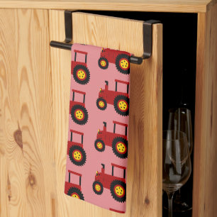 Roter Traktor Design Jeder Farbige Hintergrund Geschirrtuch