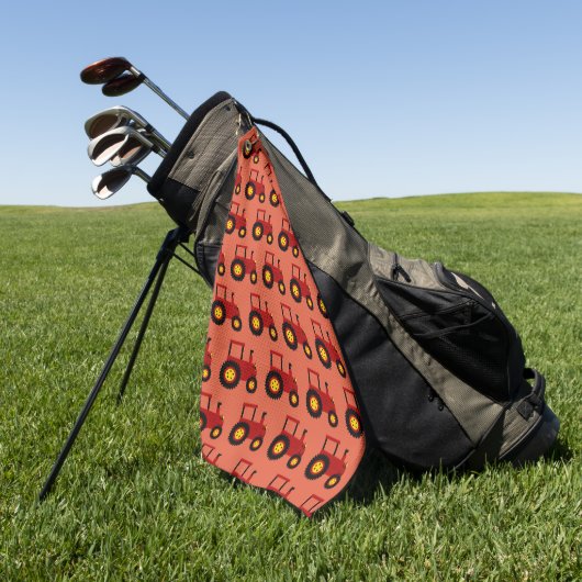 Roter Traktor Design Jeder Farbige Hintergrund Golfhandtuch (Gras)