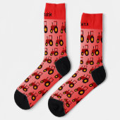 Roter Traktor Design Personalisiert Socken (Linkes Detail)