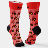 Roter Traktor Design Personalisiert Socken (Gewinkelt)