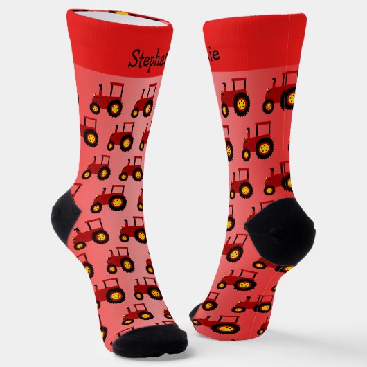 Roter Traktor Design Personalisiert Socken (Gewinkelt)