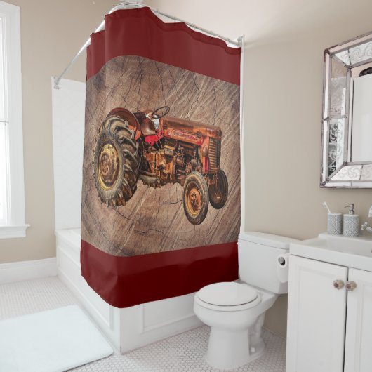 Roter Traktor Duschvorhang (Beispiel)