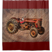 Roter Traktor Duschvorhang (Vorderseite)