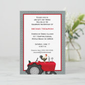 Roter Traktor - Einladungen zum Geburtstag (Stehend Vorderseite)