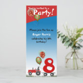 Roter Traktor Geburtstag Einladung (Stehend Vorderseite)