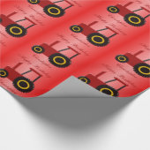 Roter Traktor-Geburtstag Geschenkpapier (Ecke)