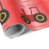 Roter Traktor-Geburtstag Geschenkpapier (Rolleneckpunkt)