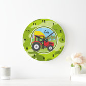 Roter Traktor; hellgrüne Camouflage, Tarnung Große Wanduhr (Zuhause)