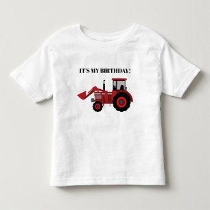 Roter Traktor Ich habe Geburtstag Personalisiert Kleinkind T-shirt