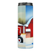 Roter Traktor im Schnee Thermosbecher (Rückseite)