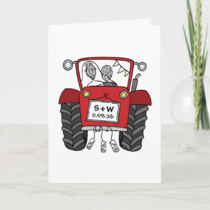 Roter Traktor Landhochzeit Karte