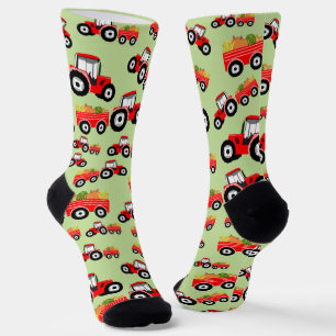 Roter Traktor LKW Bauernhofprodukte Socken